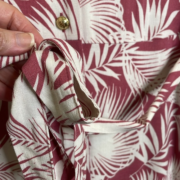 Torrid Shaded Palms Mini Rayon Slub Button Front Collared Dress Rose Size Large - Picture 6 of 13